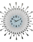 27" Silver And White Silent Analog Round Wall Clock