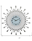 27" Silver And White Silent Analog Round Wall Clock