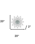 20" Black White And Clear Silent Analog Sunburst Wall Clock