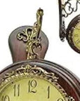13" Brown Gold And Yellow Resin Silent Analog Ornate Round Wall Clock