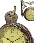 13" Brown Gold And Yellow Resin Silent Analog Ornate Round Wall Clock