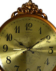 13" Gold And Black Resin Silent Pendulum Ornate Round Wall Clock