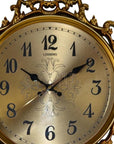 17" Gold And Black Resin Silent Pendulum Ornate Round Wall Clock