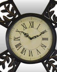 16" Black And Silver Heavy Duty Plastic Silent Analog Ornate Hexagon Wall Clock