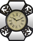 16" Black And Silver Heavy Duty Plastic Silent Analog Ornate Hexagon Wall Clock