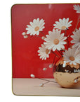 24" Gold Red And White Solid Wood and Acrylic Silent Daisies Floral Wall Clock