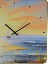 24" Yellow Blue And Orange Solid Wood Silent Analog Wall Clock