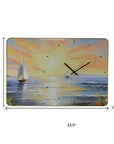 24" Yellow Blue And Orange Solid Wood Silent Analog Wall Clock