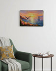 24" Yellow Blue And Orange Solid Wood Silent Analog Wall Clock
