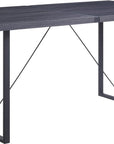 64" Dark Gray and Black Wood and Iron Sled Base Dining Table