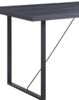 64" Dark Gray and Black Wood and Iron Sled Base Dining Table