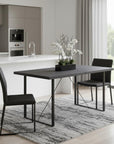 64" Dark Gray and Black Wood and Iron Sled Base Dining Table