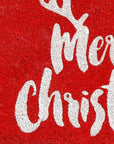 24" X 36" Red And White Coir Reindeer Outdoor Christmas Door Mat