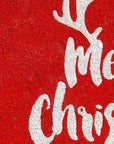 24" X 36" Red And White Coir Reindeer Outdoor Christmas Door Mat