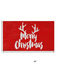 24" X 36" Red And White Coir Reindeer Outdoor Christmas Door Mat