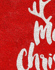 24" X 36" Red And White Coir Reindeer Outdoor Christmas Door Mat