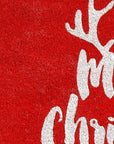24" X 36" Red And White Coir Reindeer Outdoor Christmas Door Mat