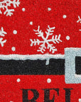 24" X 36" Red And Black Coir Snowflake Outdoor Christmas Door Mat