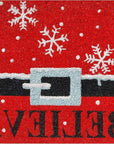 24" X 36" Red And Black Coir Snowflake Outdoor Christmas Door Mat