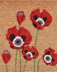 24" X 36" Natural And Red Coir Floral Outdoor Door Mat