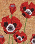 24" X 36" Natural And Red Coir Floral Outdoor Door Mat
