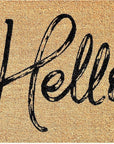 24" X 36" Natural And Black Hello Distressed Outdoor Coir Door Mat