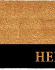24" X 36" Natural And Black Color Block Hello Outdoor Coir Door Mat