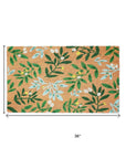 24" X 36" Natural And Green Botanical Leaves Outdoor Coir Door Mat
