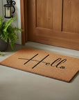 24" X 36" Natural And Black Mod Hello Outdoor Coir Door Mat