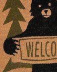 24" X 36" Natural And Black Coir Bear Outdoor Door Mat