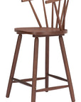 Set of Two 26" Walnut Solid Wood Counter Height Bar Chairs