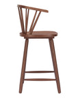 Set of Two 26" Walnut Solid Wood Counter Height Bar Chairs
