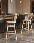 Set of Two 30" Natural Solid Wood Bar Height Bar Chairs