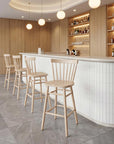 Set of Two 30" Natural Solid Wood Bar Height Bar Chairs