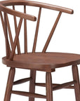 Set of Two 26" Walnut Solid Wood Counter Height Bar Chairs