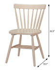 Set of Two Natural Solid Wood Windsor Back Dining Side Chairs