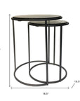 Set of Two Clear and Gunmetal Glass and Iron Round Frame Nested Tables