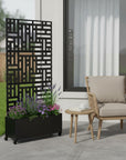 72" X 35" Black Metal Rectangular Planter Box