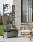 72" X 35" Gray Metal Rectangular Planter Box