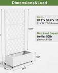 72" X 35" White Metal Rectangular Planter Box