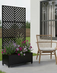 72" X 35" Black Metal Rectangular Planter Box