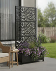 72" X 35" Black Metal Rectangular Planter Box