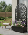 72" X 35" Black Metal Rectangular Planter Box