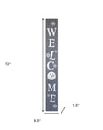 72" Gray And White Solid Wood Welcome Christmas Snowman Porch Sign