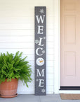 72" Gray And White Solid Wood Welcome Christmas Snowman Porch Sign