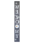 72" Gray And White Solid Wood Welcome Christmas Snowman Porch Sign