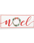 7" X 19" White and Red Christmas Noel Metal Wall Decor