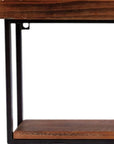 36" Set Of Two Black And Brown Wood And Metal Two Level Accent Shelf