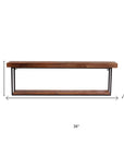 36" Set Of Two Black And Brown Wood And Metal Two Level Accent Shelf