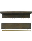 Set Of Two Brown Wood Wall Mounted Accent Shelves With Hooks